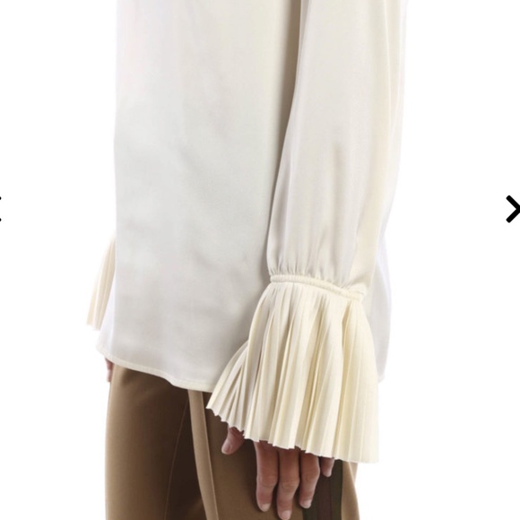 P.A.R.O.S.H. Cocktail Blouse Shirt Piano With Pleated Poet Sleeves Cream/Beige - Picture 5 of 14